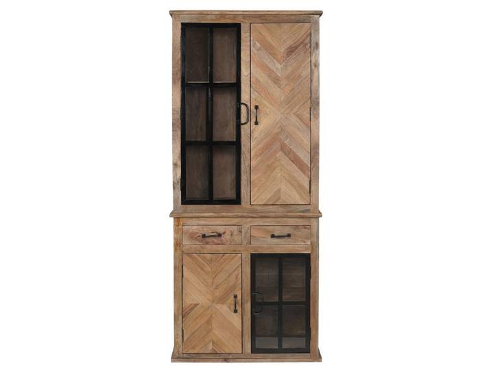 Vitrinenschrank Buffet CHATEAU 90cm massiv rustikal Industrial Vitrine
