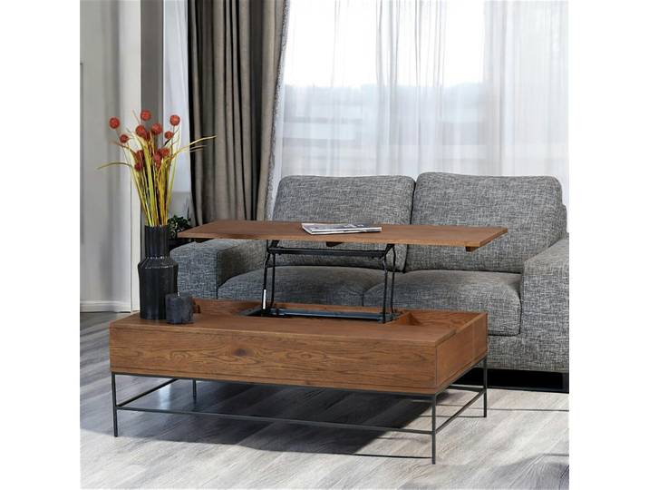 Table basse relevable rectangulaire en chêne massif OKA