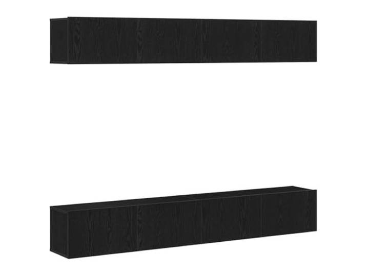 GKHPYURE TV-Möbel-Set 4 Stück Eiche Schwarz 100 x 30 x 30 cm Sperrholz, 4 Türen, Regal, Wanddesign, Montage erforderlich