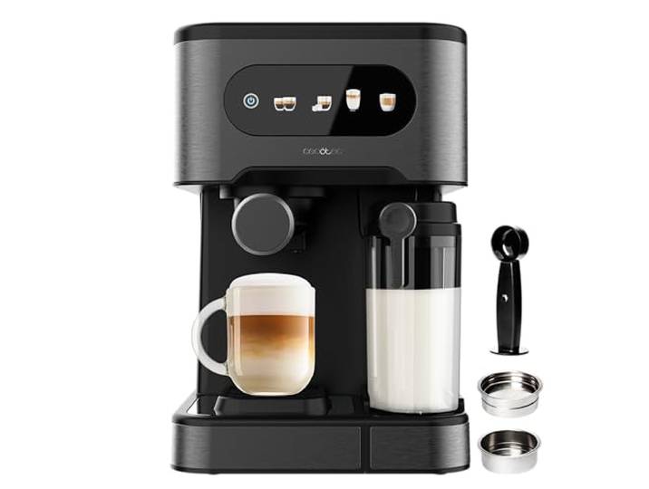 Cecotec Express - Kaffeemaschine Power Espresso 20 ColdBrew Latte 1350 W, 20 Bar, Kalt, Warm oder Warm, Touchscreen, 1,5L Wassertank und 500 Ml Milch, Warmhaltebecher, Doppelarm