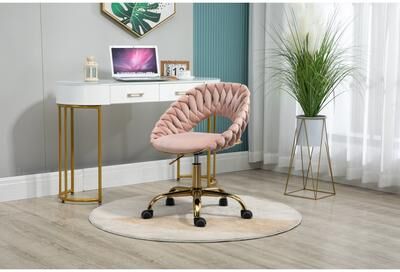 TOSWIN Modern Office Chair with Adjustable Swivel for Living Room, Ivory