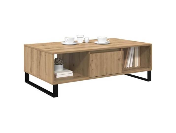 KTHLBRH Couchtisch Eiche Handwerk 104 x 60 x 35 cm Mehrschichtiges Holz, 3 Etagen, Metallständer, max. Belastung 75 kg