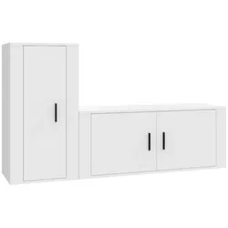 vidaXL 2-tlg. TV-Schrank-Set Weiß Holzwerkstoff