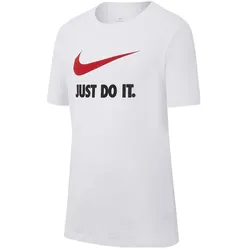 Nike, Jungen, Sportshirt, Just Do It Swoosh Tee T-Shirt Kids (128), Weiss
