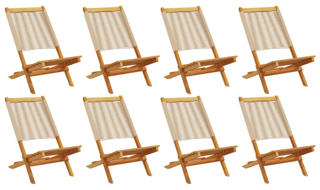 vidaXL Klappstühle, 8 Stück, beige, massives Akazienholz