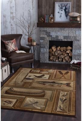 Alise Rugs Natural Lodge Novelty Graphic Indoor Area Rug
