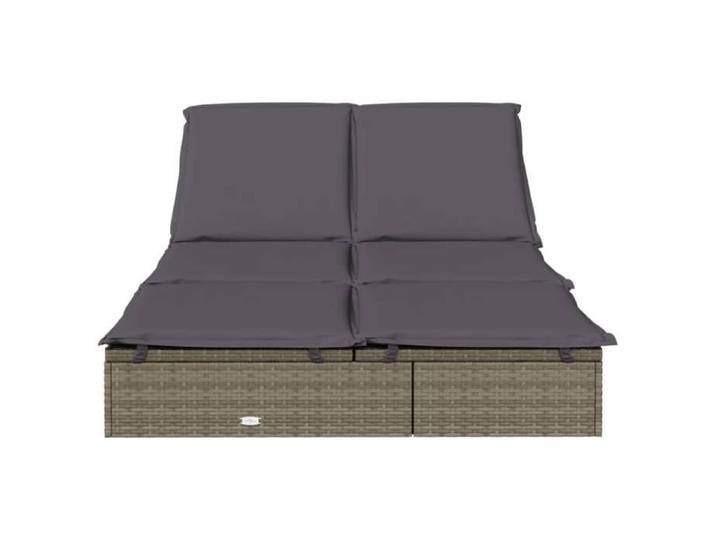 Chaise longue 2 places - Transat/Bain de Soleil - avec coussins gris - Résine tressée top vente 483781028