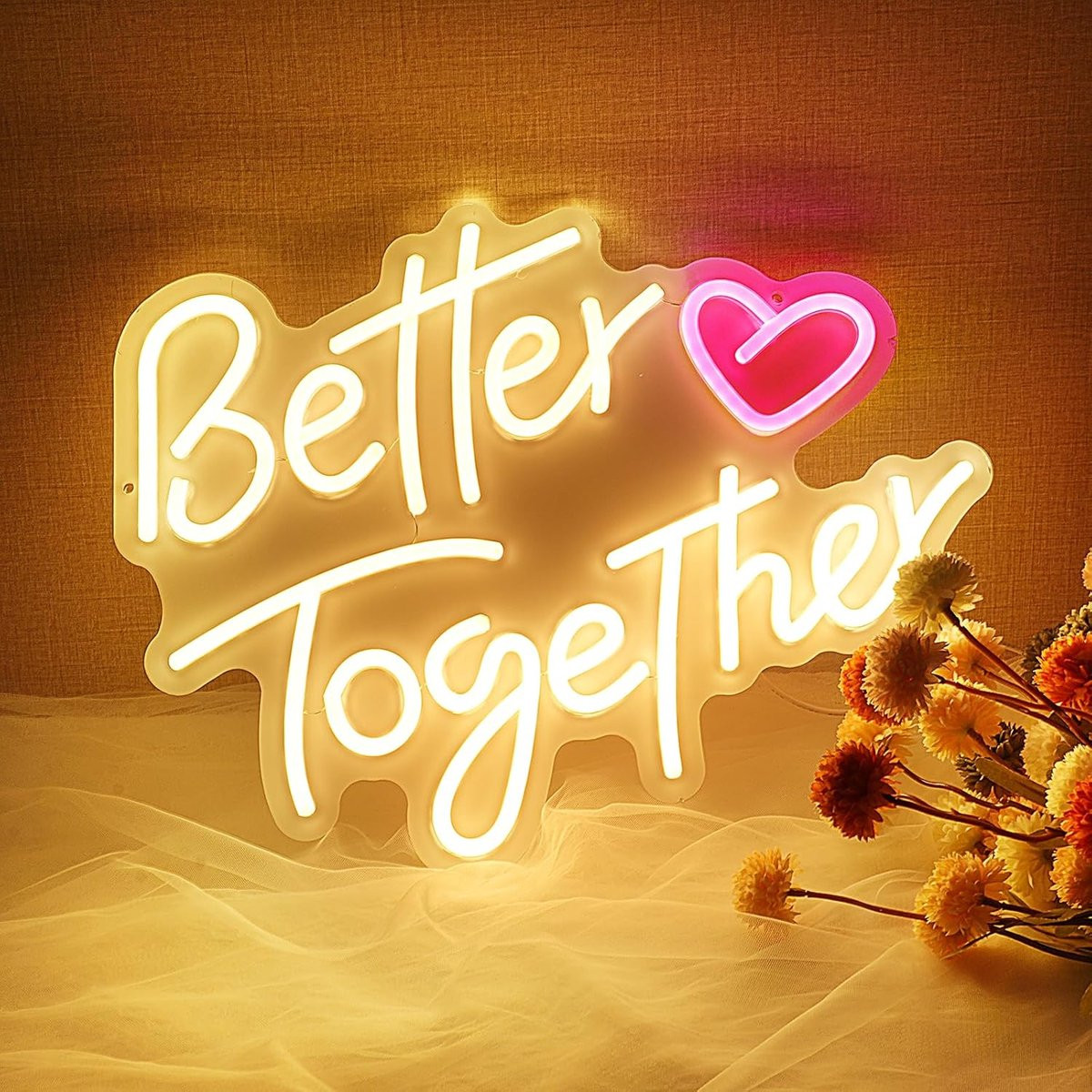 SnelShoppen Better Together Neon Sign Wanddecoratie - Dimbare LED Verlichting met USB voor Feest, Bruiloft of Gaming Decoratie