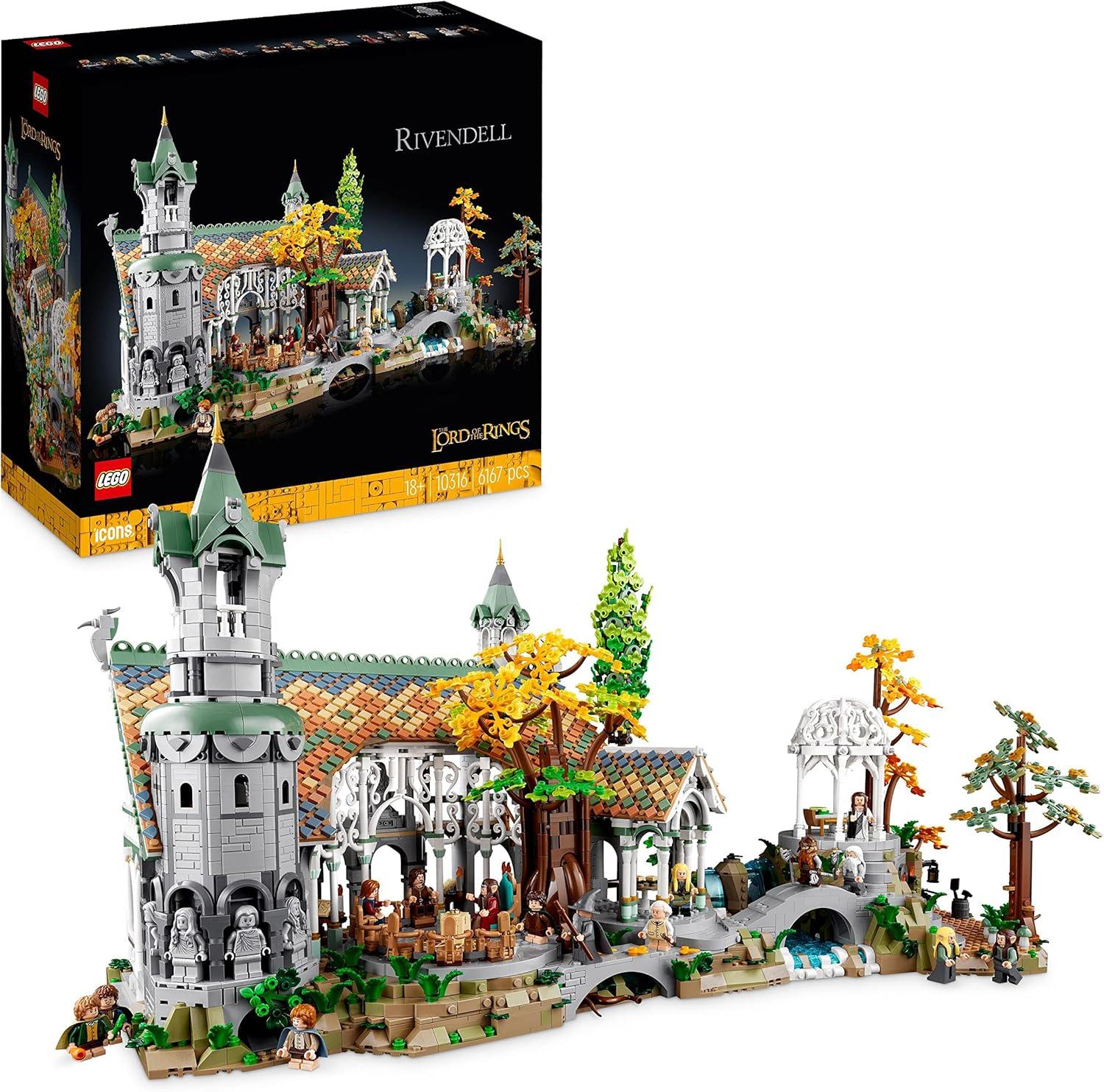 LEGO Icons Der Herr der Ringe Bruchtal Bausatz 10316 für Erwachsene, 6167 Teile, mit 15 Minifiguren (u.a. Frodo, Sam, Bilbo Beutlin)
