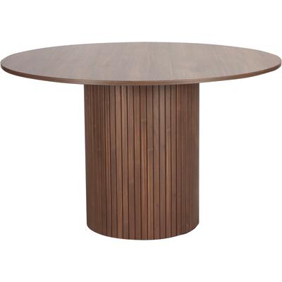 Esstisch MÖBILIA, walnuss, walnuss, walnuss, B:120cm H:75cm T:120cm, Melaminplatte in Walnuss, Tische, Esstisch, Sockel mit Lamellendesign