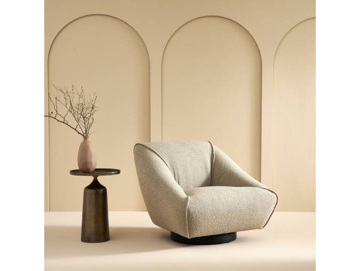 Fauteuil pivotant en tissu couleur lin