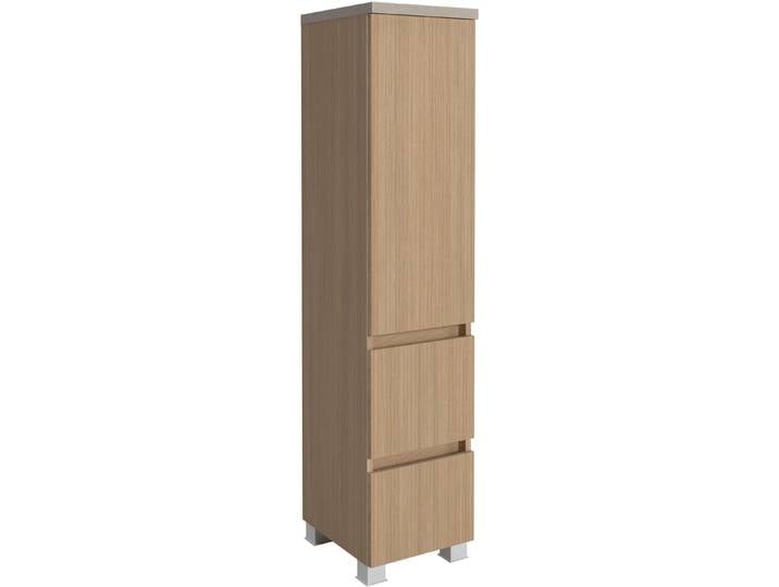 Midischrank WELLTIME EIXO, 1 Tür, 2 verstellbare Einlegeböden, 2 Softclose-Auszüge , braun (eiche hell), B:30cm H:131cm T:35cm, Holzwerkstoff, Schränke, Midischrank