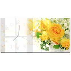 WANDUHR aus Glas 60x30 cm - Blumen