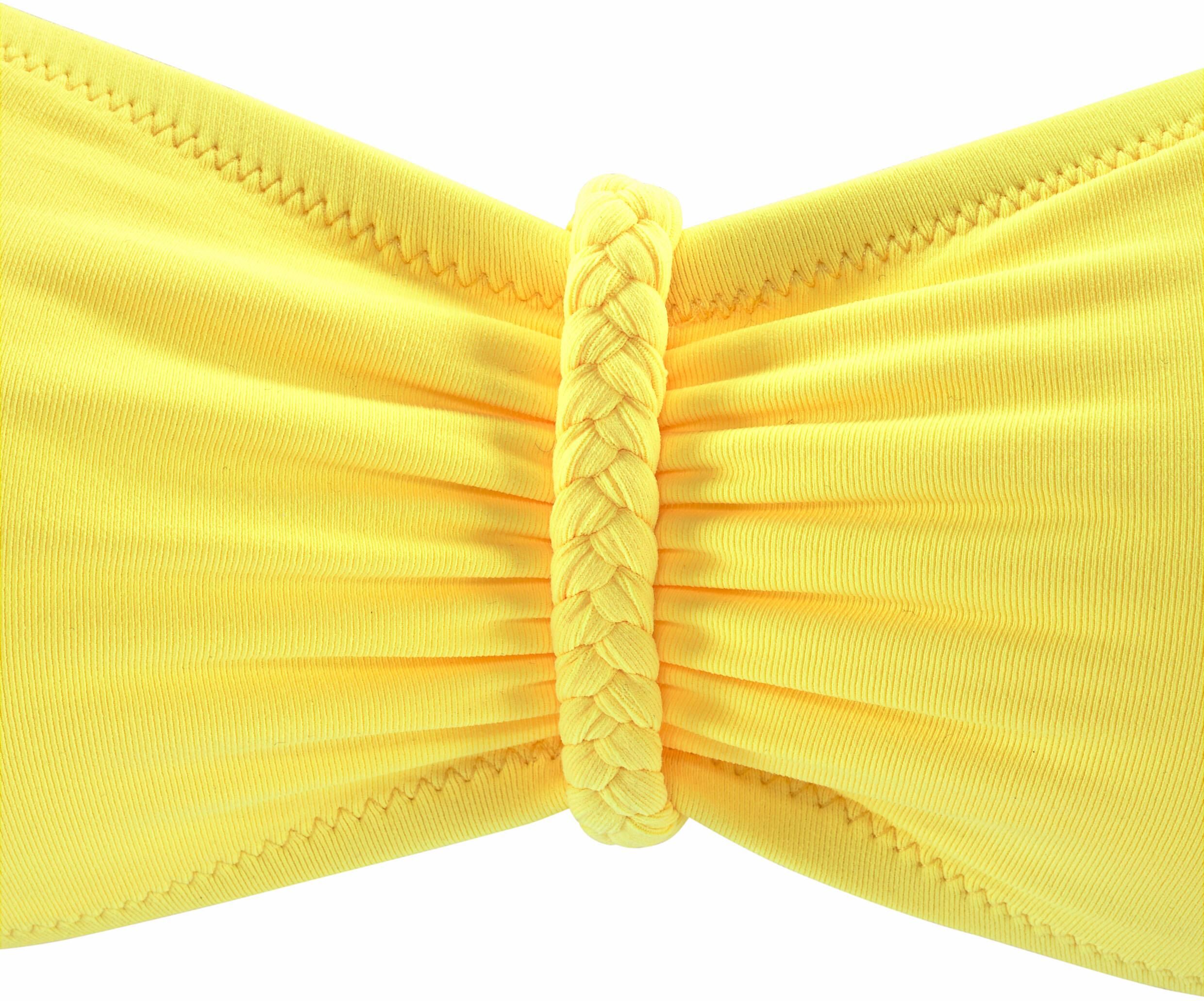 Bandeau-Bikini-Top BUFFALO "Happy", Damen, Gr. 38, Cup A/B, gelb, Microfaser, Polyamid, Tactel, unifarben, Bikini-Oberteile Bandeau-Bikini-Top, mit geflochtenem Detail gelb 38, Cup A/B