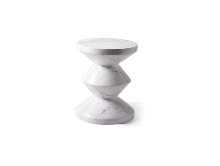 Tabouret en marbre blanc Zig zag