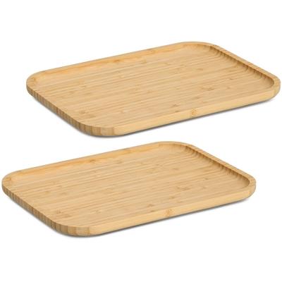 Servierbrett ZELLER PRESENT "Serviertablett, Bambus, 100% FSC, 2-tlg.", hellbraun, B:24cm H:1,5cm L:33cm, Bambus, Schneidebretter, pflegeleicht, flexibel, handlich