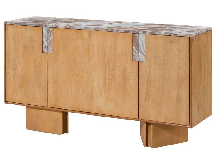Buffet Bas Manguier Beige Laqué 160x45x85 Cm Partiellement Assemblé Lugano 101