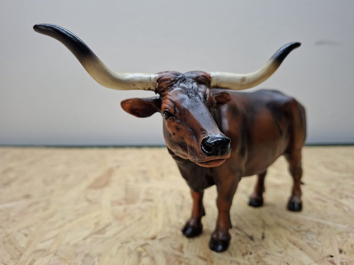 Texas Longhorn Koe Beeld Decoratie Hoogte: 15 cm