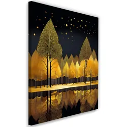 WANDBILD goldene waldlandschaft seelandschaft