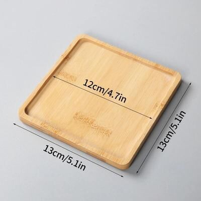 Uplifted Finds Mini Bamboo Decorative Tray High Performance Creative Coffee Cup Mat & Wood Flower Pot Saucer square 13cm