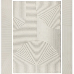 Kurzflorteppich CETINA Geometrisch Polypropylen Polyester saugrobotergeeignet Wohnzimmerteppich 160x230 cm Creme | Kadima Design
