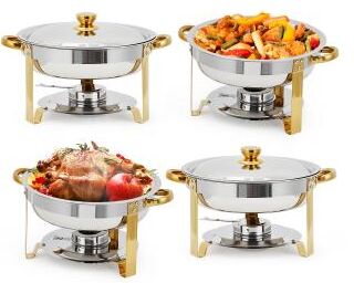 Garvee 2/4/6 Pack Chafing Dishes for Buffet, 5 QT Round Stainless Steel Buffet Servers & Food Warmer Set
