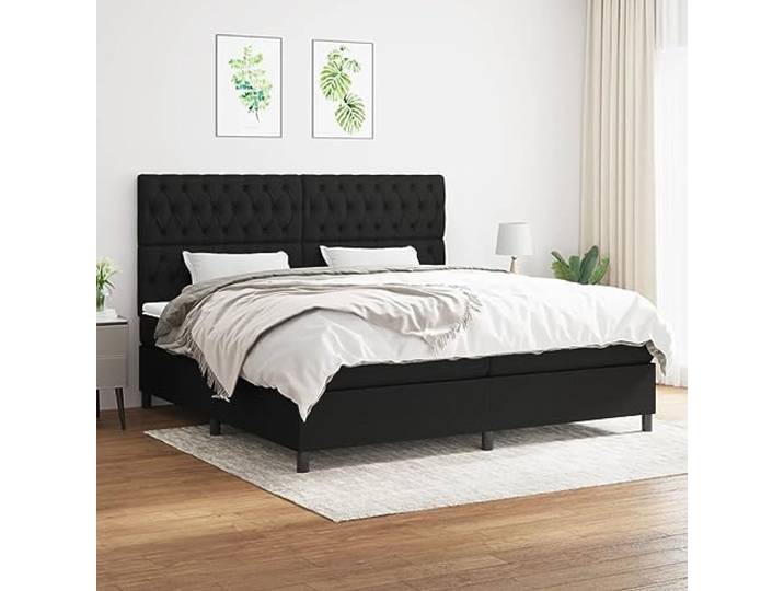 RJPLMFV Lattenrost mit Matratze, 200 x 200 cm, Schwarz Atmungsaktiver Stoff, verstellbarer Kopf, Taschenfedern, mittlere Unterstützung