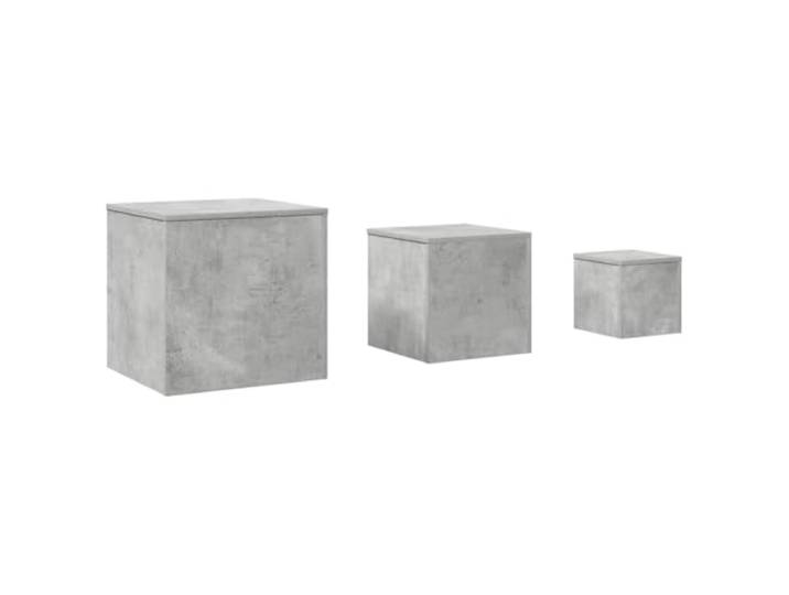 3 Stück untereinander schiebtisch, Beton grau, Holzwerkstoff, Set Verschiedene Größen, leichte Reinigung, Blumen, Nachttisch, modernes Design