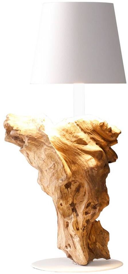 Pharao24.de Tischlampe Holzlampe im mediterranen Stil in Weiß
