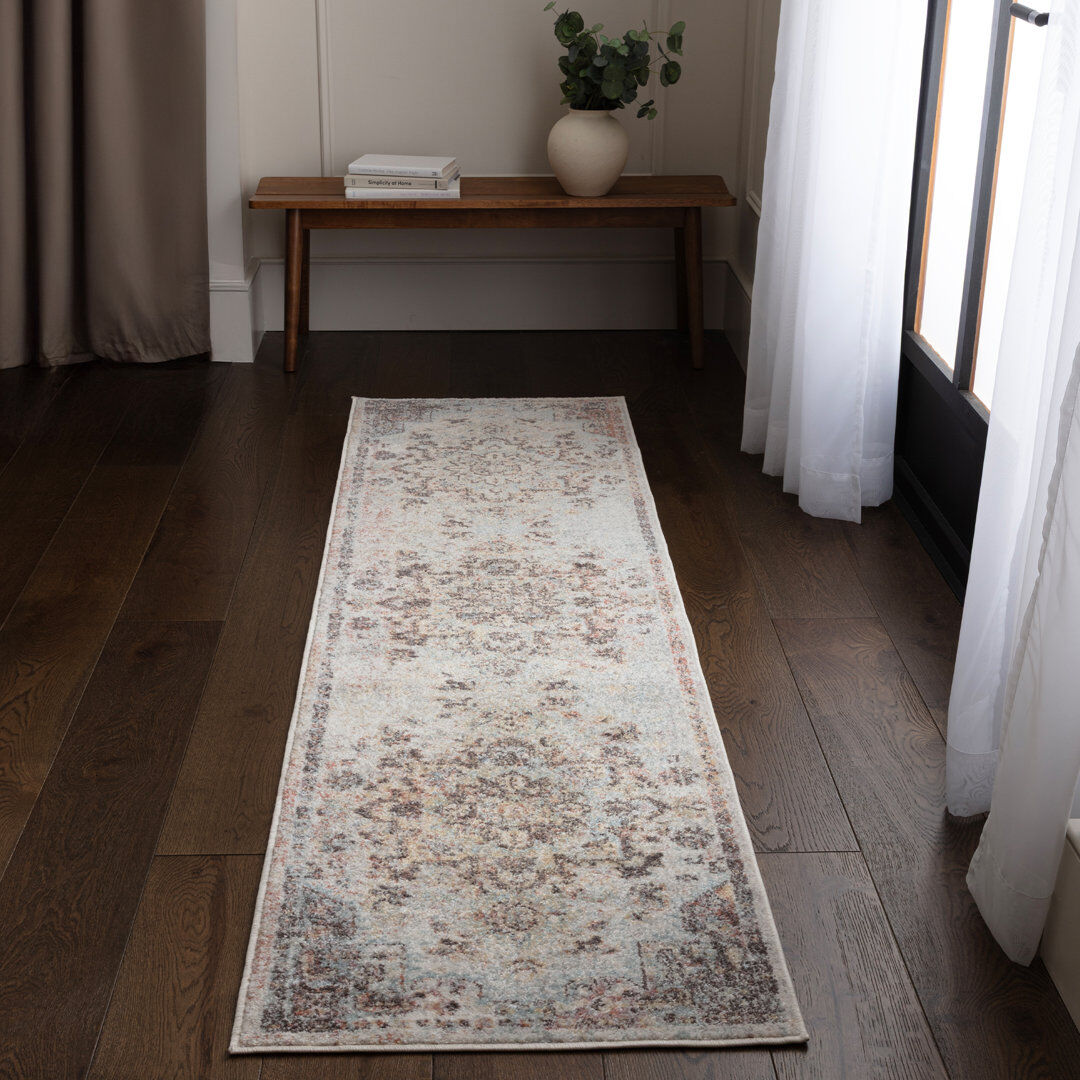 Latitude Vive Massey Traditional Machine Woven Cream/Brown Rug Multi Rectangle 66 x 240 cm