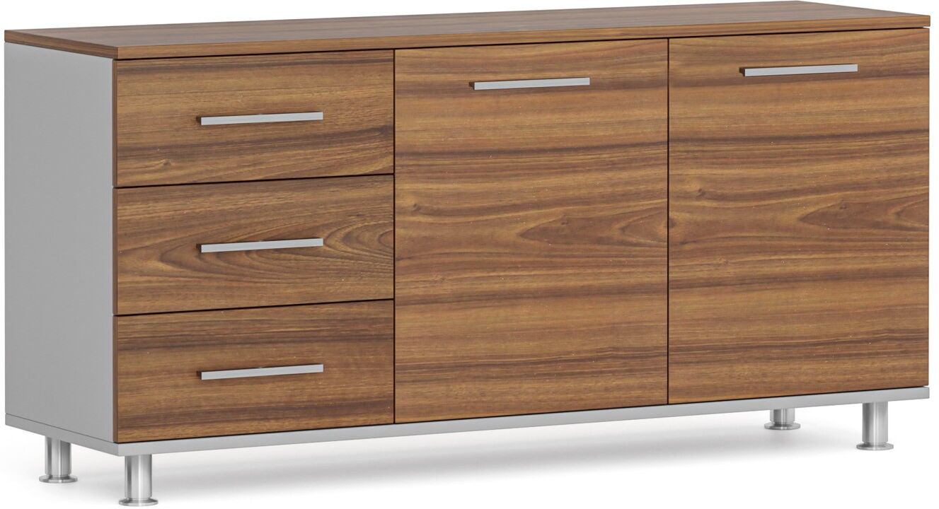 B2B Partner Schrank zum Tisch PRIMO links, grau / Nussbaum