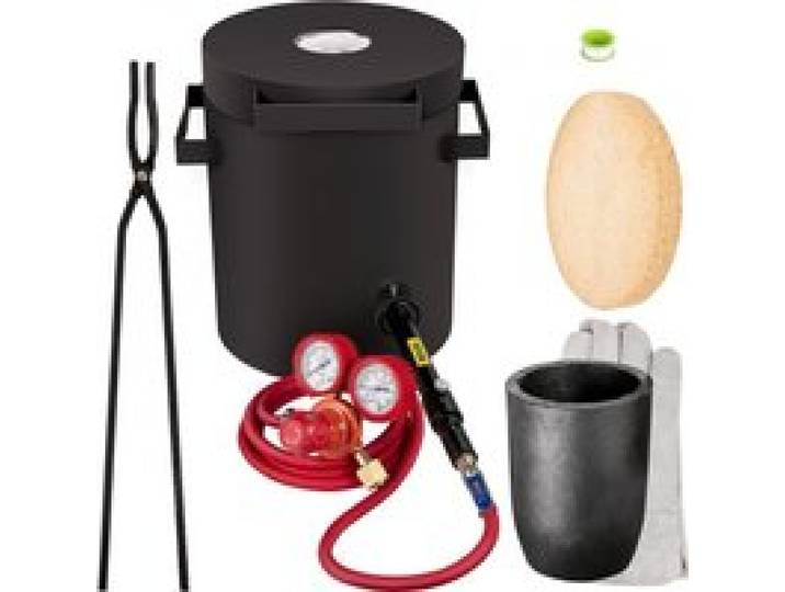VEVOR Propan Schmelzofen 4 KG, Gas Metall Schmelzofen Propan Ton Grafit Tiegel, Schmiedeofen für Edelmetall Schmelzpunkt 1350 °C, Ofenboden 20 mm, Schmelzzeit 10 min, 2,54 cm Keramikfaser feuerfest