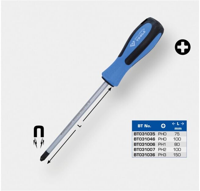 Brilliant Tools Tournevis cruciforme, PH1 x 80 mm (BT031006)