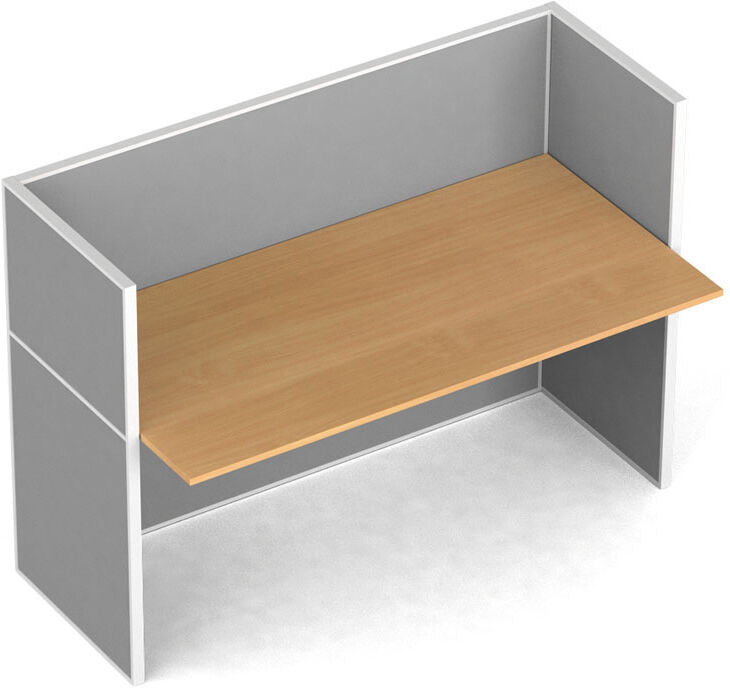 B2B Partner Büroschreibtisch mit Textil-Trennwänden, 1 Platz, grau/Buche