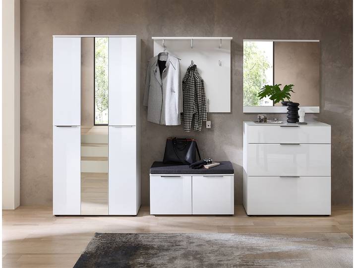Schuhkommode mit Klapptür 90 x 99 x 41cm Weiß/Weiß