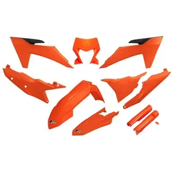 UFO, Motorrad Zubehör, UFO-Kunststoffset (Komplettset) mit Teleskop-Schutzbügeln (Stossdämpfern) KTM EXC 150 / 250 / 300