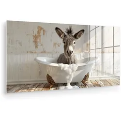 ACRYLGLASBILD Esel - Tiere - Badewanne - Schaumstoff 120x60 cm