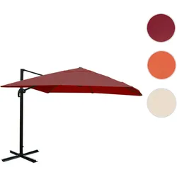 Gastronomie-Ampelschirm HWC-A96, Sonnenschirm, 3x4m (Ø5m) Polyester/Alu 26kg ~ bordeaux ohne Ständer