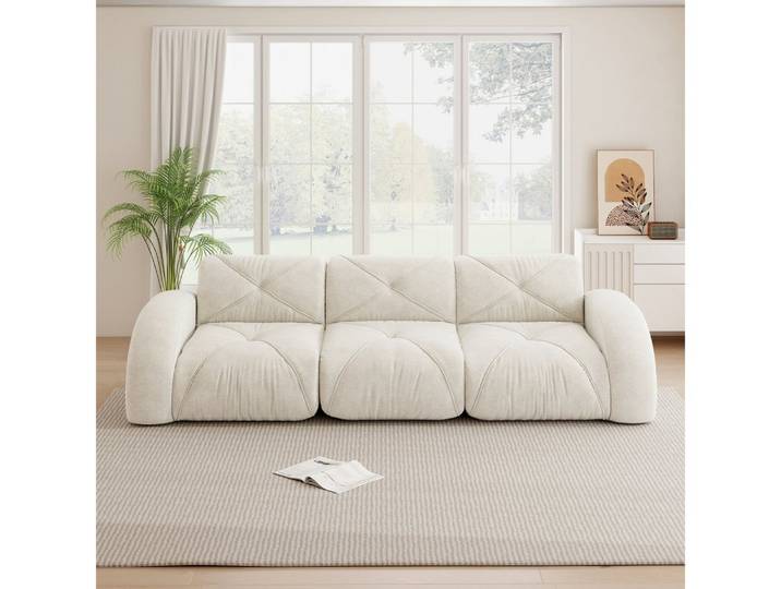 BBWL Sofa aus Chenille, extra groß, 32D-Schaumstoff, rutschfest, ohne Montage, Rahmenloses 3-Sitzer Modulsofa für Wohnzimmer