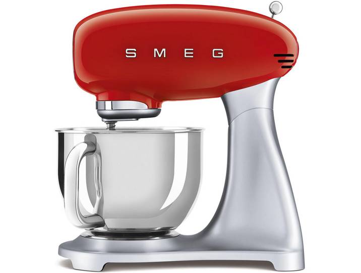 Smeg Küchenmaschine, Rot, Silberfarben, Metall, 4,8 l, 40.2x37.8x22.1 cm, rutschfeste Stellfüße, Sicherheitsabschaltung bei gekipptem Motorkopf, Sicherheitsverschluss für Rührschüssel, Überlastungsschutz, Spritzschutz, Kochgeschirr, Küchengeräte, Küchenmaschinen