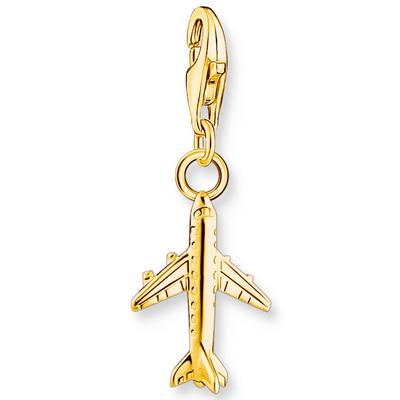 Charm-Einhänger THOMAS SABO "Flugzeug", gold (gelbgoldfarben), Charms, Damen, Silber 925 (recycelt)