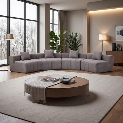 Chenille Curved Symmetrical Modular Sectional Sofa with Pillows