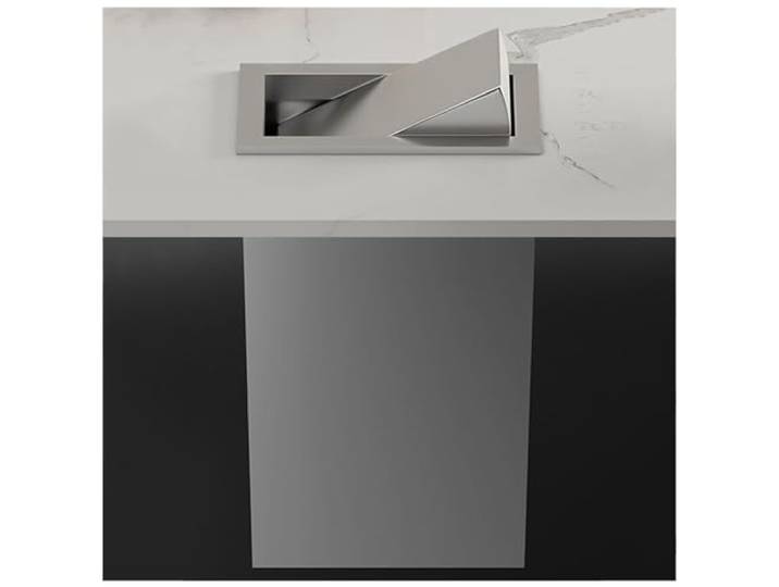 Eingelassener Mülleimer für die Arbeitsplatte, eingebauter Mülleimer aus Edelstahl mit Schwingklappe, Küchenabfalleimer mit integriertem Müllschlucker, versteckter Papierkor,Silvery-Lid + trash can