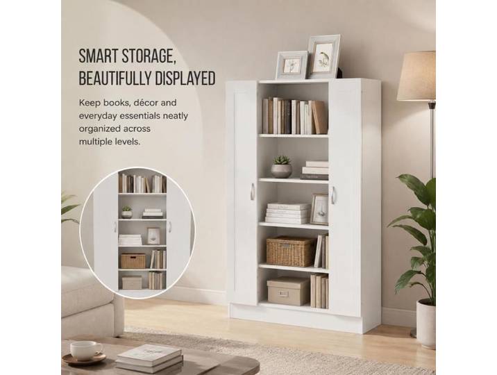 White bookcase 82.5x30.5x115 cm made of engineered wood