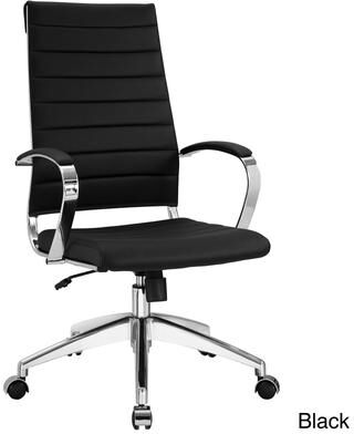 Modway Black Vinyl Jive Ribbed High Back Executive Office Chair