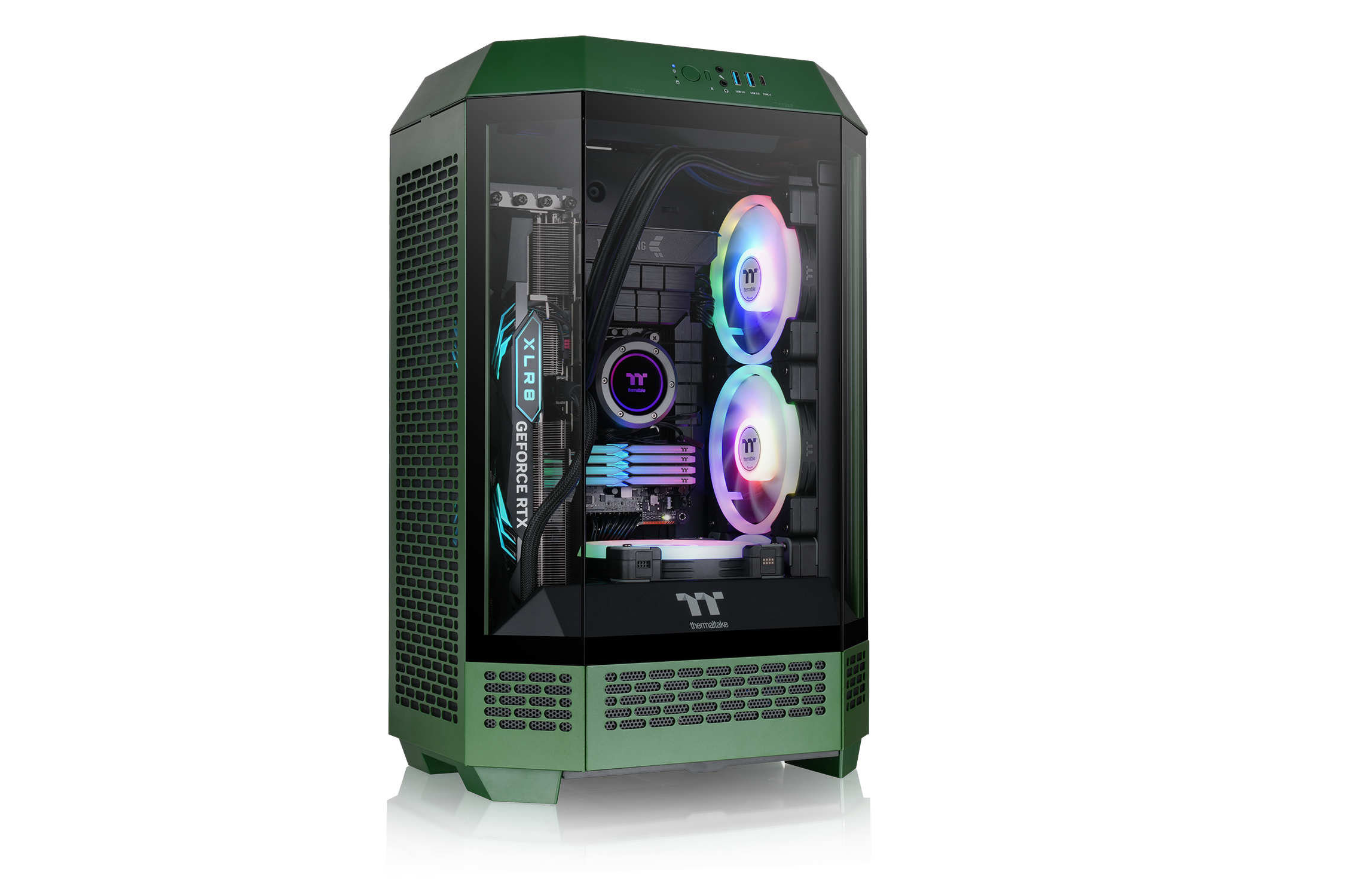 Thermaltake The Tower 300 Gaming PC Gehäuse Micro-Tower Grün Seitenfenster
