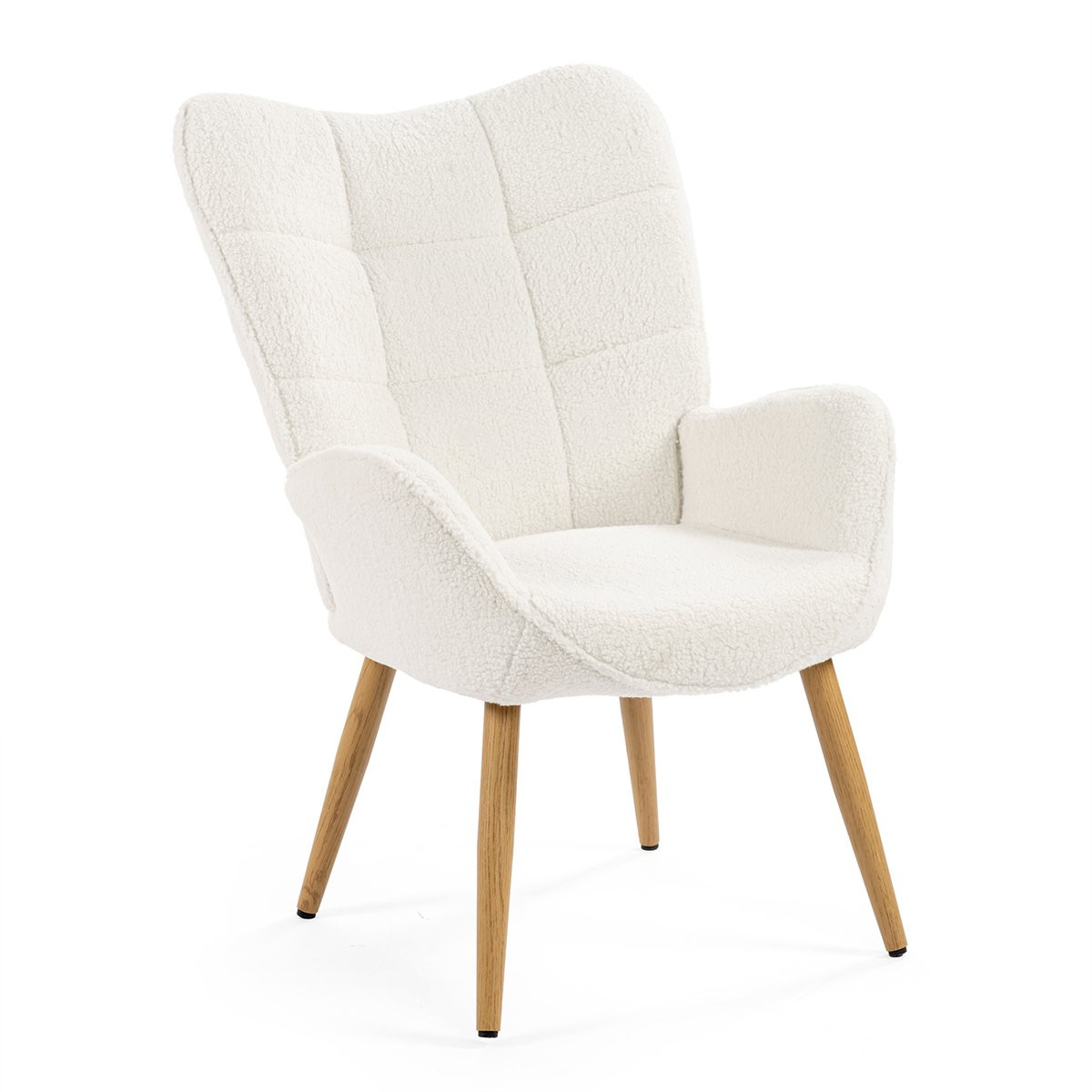 Meubles Cosy Scandinavische Fauteuil in Wit met Boucle-stof