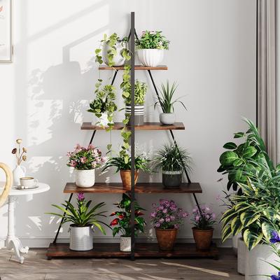 Garvee Bookcase, 4-Tier Ladder Bookshelf, A-Shaped Ladder Shelf Display, Ladder Shelf Storage Organizer for Living Room