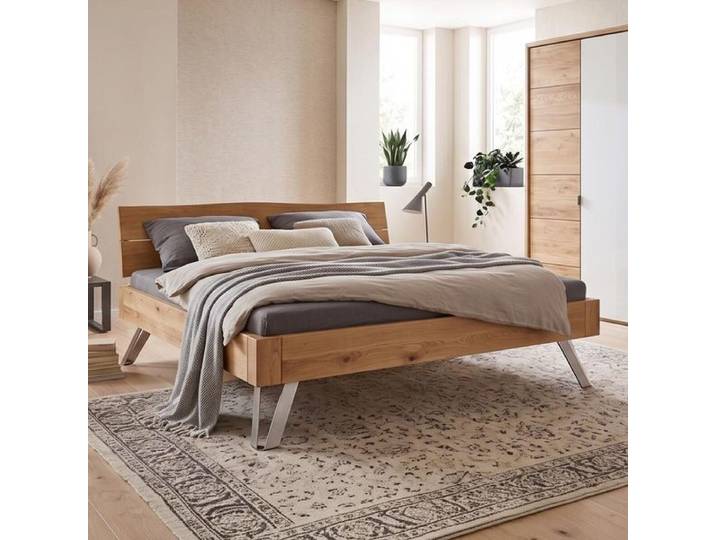 Bett Vildan Komfort Wildeiche Massivholz 200x200cm höhenverstellbar