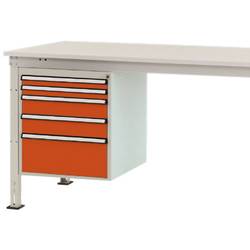 Manuflex ZB4864.2001 Gehäuse-Unterbau Stationär, Nutzhöhe 500 mm mit 5 Schubfächer. Für Tischtiefe 1200 mm